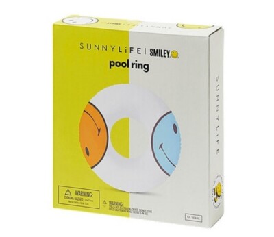 SUNNYLIFE Pool Ring Smiley Floatie Multicolored Reversible Double Sided NEW
