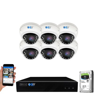 (6) 4K 8MP Motorized Zoom IP Microphone POE NVR AI Dome Security Camera System
