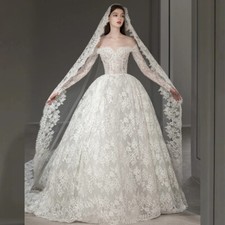 Retro Backless Lace Wedding Dresses Sweetheart Long Sleeve Sweep Train Marriage