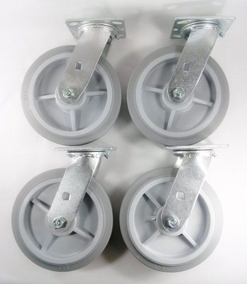 8'' x 2'' Non-Marking Rubber Caster(Flat) - Swivel (4EA)