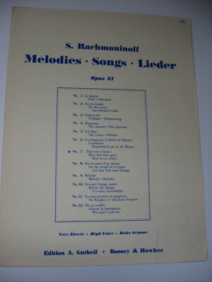Tout est si beau How Fair is This Spot High Voice Piano Sheet Music Rachmaninoff