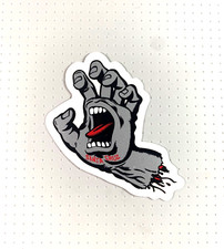 Santa Cruz Screaming Hand Skateboard Sticker Silver 3" NOS