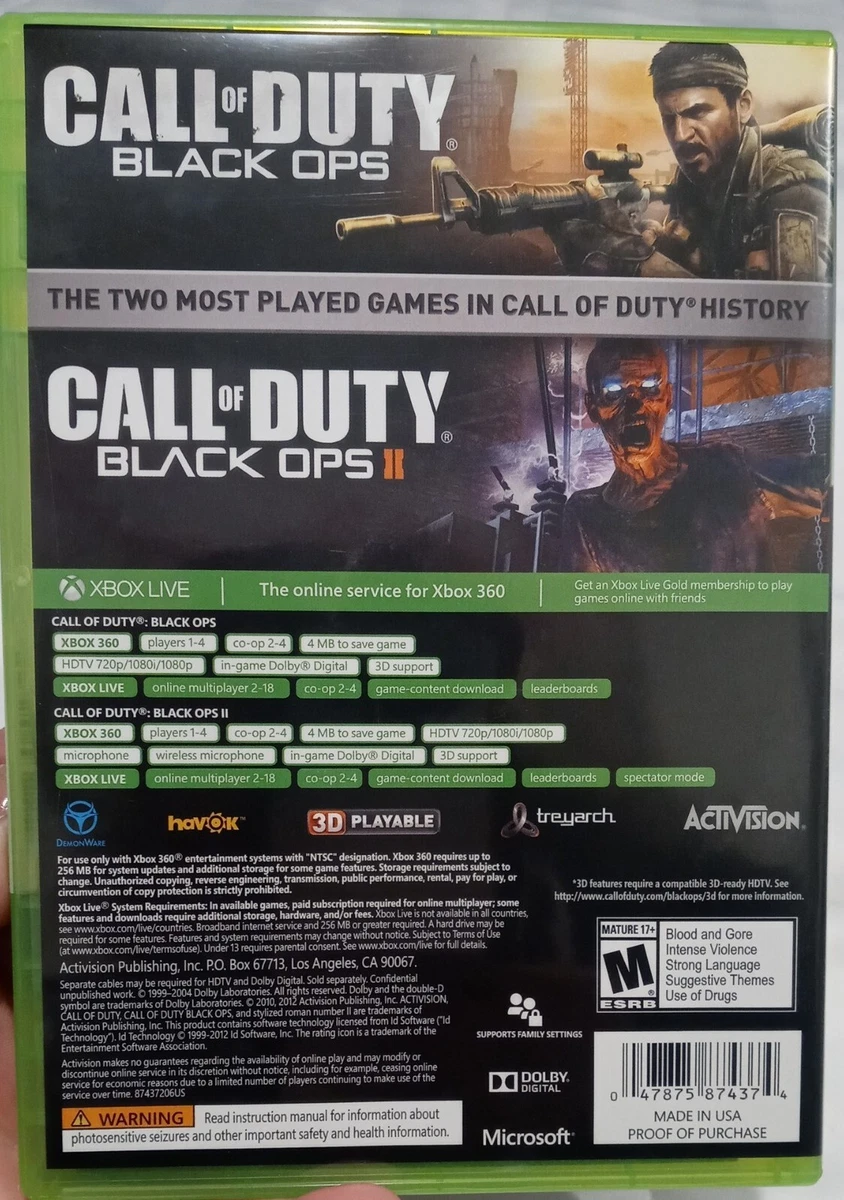  Activision Call of Duty: Black Ops 1 & 2 Combo Pack