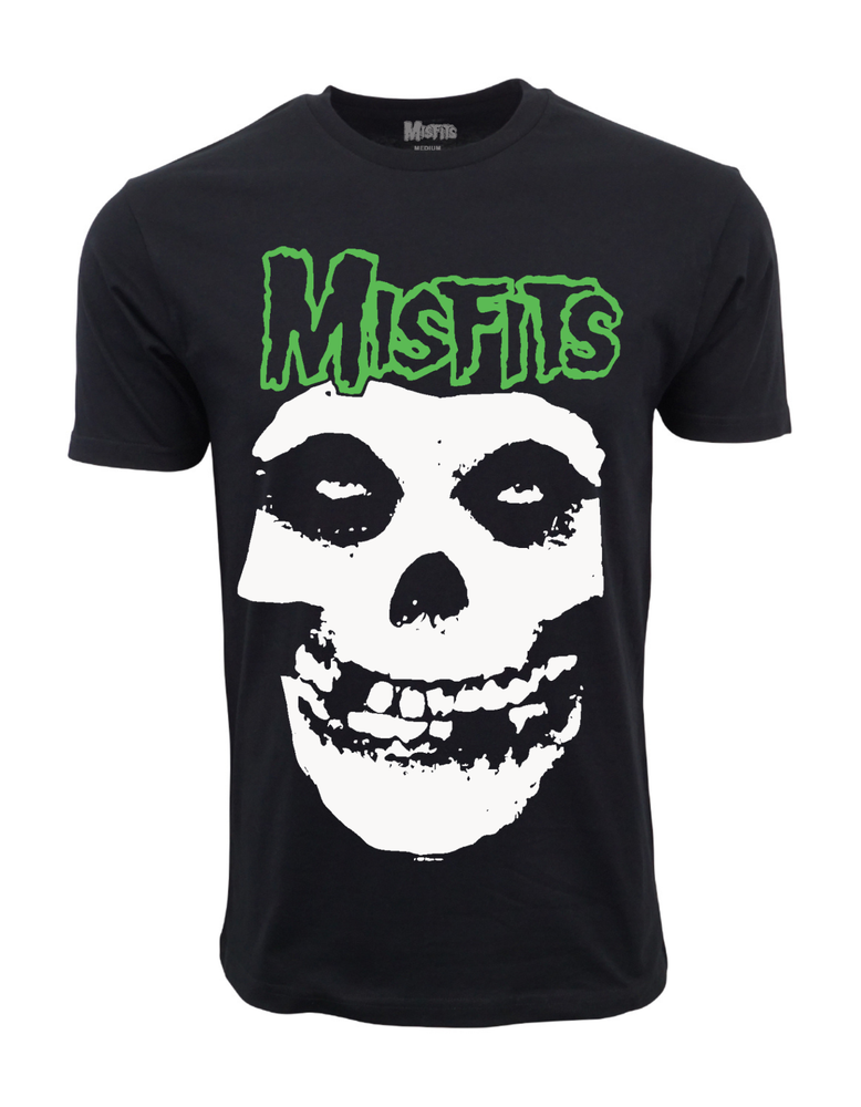 MISFITS Green Fiend Skull Graphic Tee Punk Rock Band Shirt