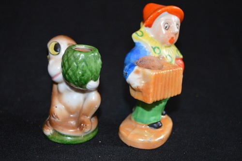 Two Vintage Japan Pin Cushions Accordian Player Man Clown, Monkey w. Pineapple - Picture 4 of 5