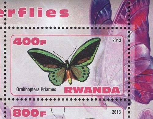Butterfly Stamp Vanessa Cardui Danaus Plexippus Souvenir Sheet of 4 Stamps MNH - Picture 3 of 5