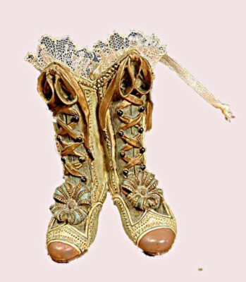 vintage Lois Nichole Boots Lace Christmas Tree Ornament Cowgirl Cowboy 3'' tall