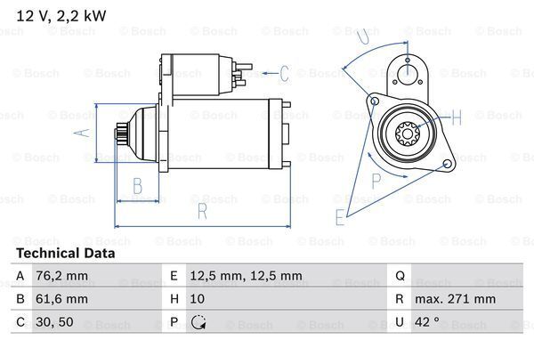 Bosch 0 986 020 270 Starter For VW-image