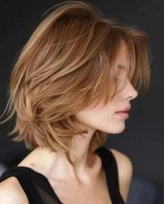 Light Brown Short Bob 100% Human Hair Lace Front Wig for Women 13x4