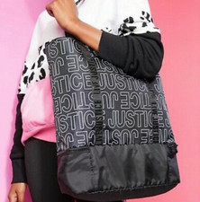 Justice Tote Bag Sport Dance Gymnastics Soccer Cheer Travel Swim Beach Black