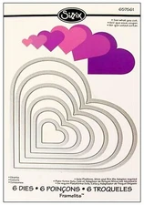 Sizzix Framelits Hearts 6 pc set #657561 Retail $22.99