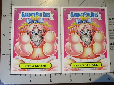 GARBAGE PAIL KIDS peek-a-boo grace spoof STICKER CARD SET at play 93a 93b Q