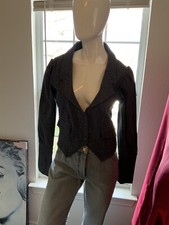 NEW AUDREY & EDGY FITTED JACKET MEDIUM COTTON MADE IN USA LONG SLEEVE BLUE JEAN