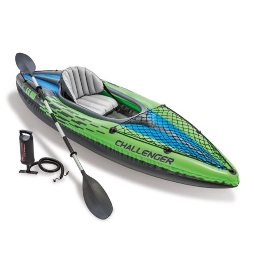 Intex Sports Challenger K1 Inflatable Kayak 1 Seat Floating Boat Oars River/Lake - Afbeelding 1 van 7