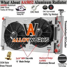 3Row Radiator Shroud Fan For 2003-05 Chevy Express GMC Savana 1500 2500 4.3 5.3L