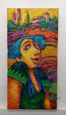 Quadro Dipinto Paesaggio Figura Olio Tela Cm20x40