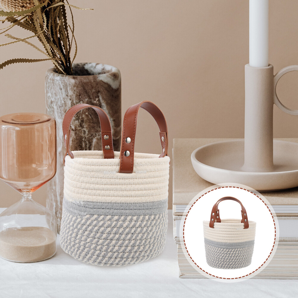 Handles Desktop Basket Storage Nursery Storage Basket Small Rope Basket