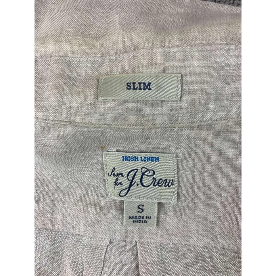 J Crew Irish Linen Shirt Men S Beige Slim Long Sleeve Button Down Long Sleeve - Image 3 of 4