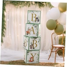 Baby Boxes With Letters For Baby Shower Decorations, Gender Reveal Woodland