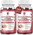 (2 Pack) 16 in 1 Cayenne Pepper Gummies- Sugar-Free 20x Capsaicin Supplements