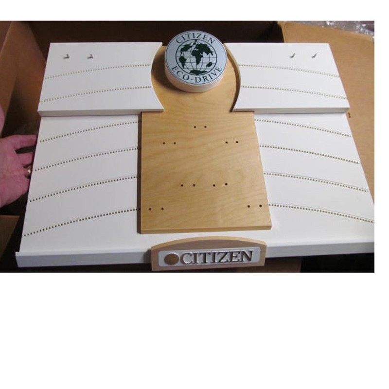 Vintage Citizen ECO Drive Watch Holder Showcase Display Wood Grain
