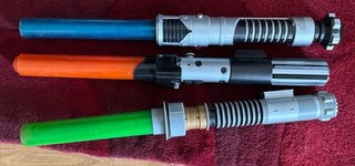 Lot Of 3 Vintage Hasbro Star Wars Lightsabers 2002 Red Green Blue