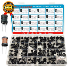 25 Values 242 Pcs Inductor Kit 1Uh to 100 Mh DIP Radial Power Choke