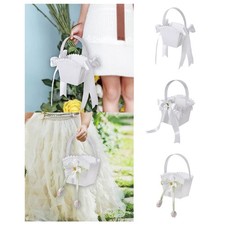 Wedding Basket Flower Girl Ribbons Decorative Romantic White Gift Bridesmaid
