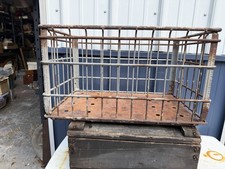 Vintage 1950s Bordens Dairy All Metal Wire Milk Crate Heavy Rustic Farmhouse
