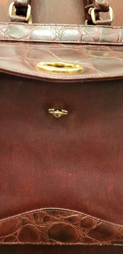 Women's red leather briefcase w/ crocodile design By Jackson Dolce Vita - Picture 9 of 15