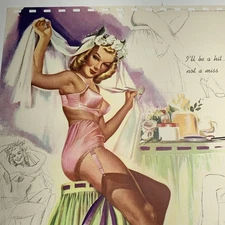 1950 Pin Up Calendar Girl Page Valentine Steel Co South Bend Indiana Elliot Art