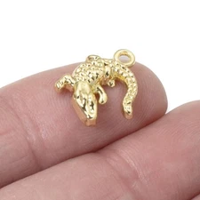 Gold Alligator Charms, 6-Pack Southern-Style Gator DIY Jewelry, Wildlife Crafts