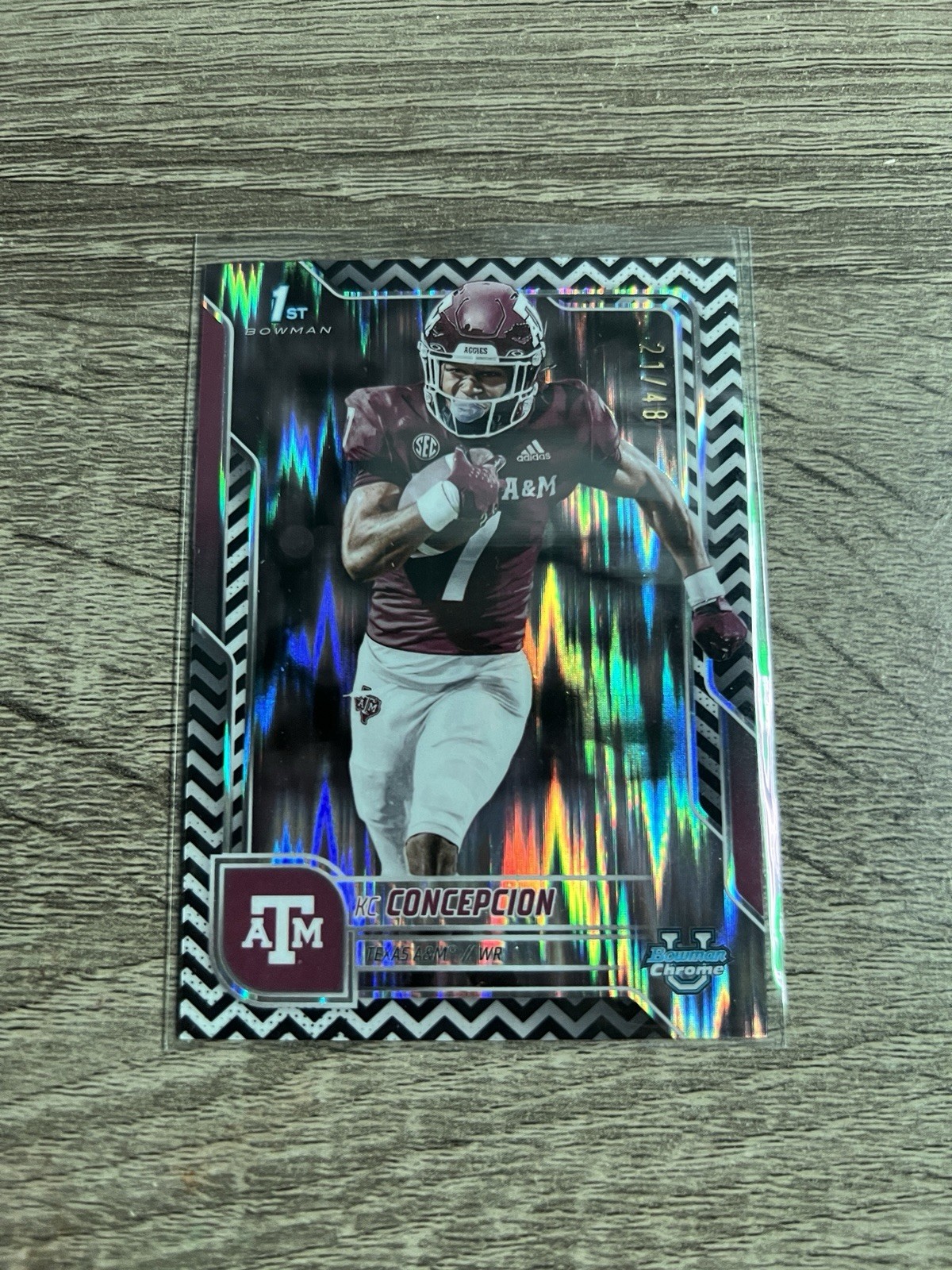 2025 Bowman Chrome U KC Concepcion 1st Black & White Stealth Refractor /48 A&M
