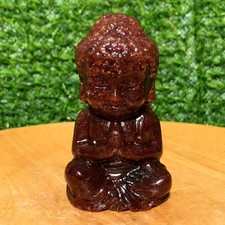 160G Rare Strawberry Crystal Hand Carved Buddha Mineral Energy Healing Reiki