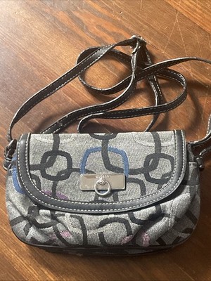 Rosetti Cloth Shoulder Bag Handbag Purse Multiple Pockets Gray Multicolor Links