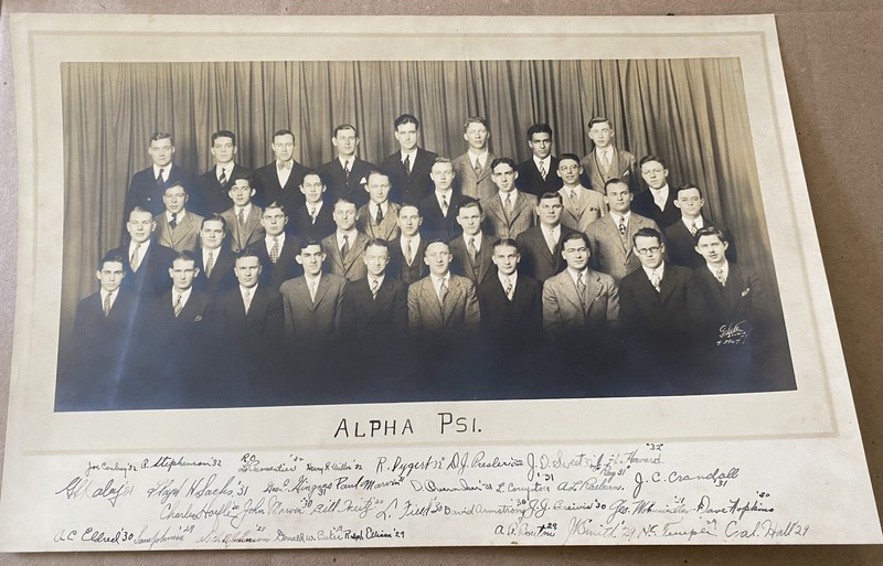 Vintage 1930 Cornell University Alpha Psi Fraternity Named Photo Ivy League Vet