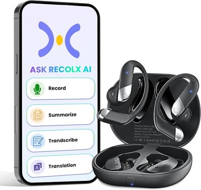 Fit 2 AI Voice Recorder Note Taker Translation Earbuds 145-Language IP55
