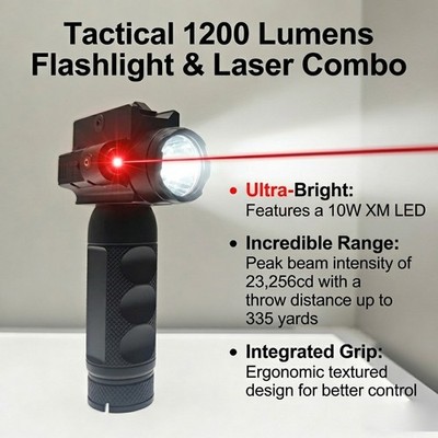 3000mAh Battery Powered 1200 Lumens Tactical Flashlight with Red Laser for Rifle
