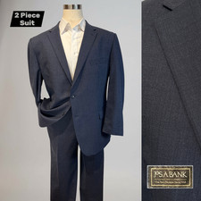 Jos A Bank 48-50L 44x31 Navy Blue Subtle Tonal Ghost Plaid Suit Mint