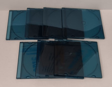 Gently Used Lot of 7 Blue One-Sided 3-Tooth Hub CD DVD Jewel Cases