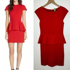 Alice + Olivia Employed Ember Cap Sleeve Peplum Dress in Cherry Red Small
