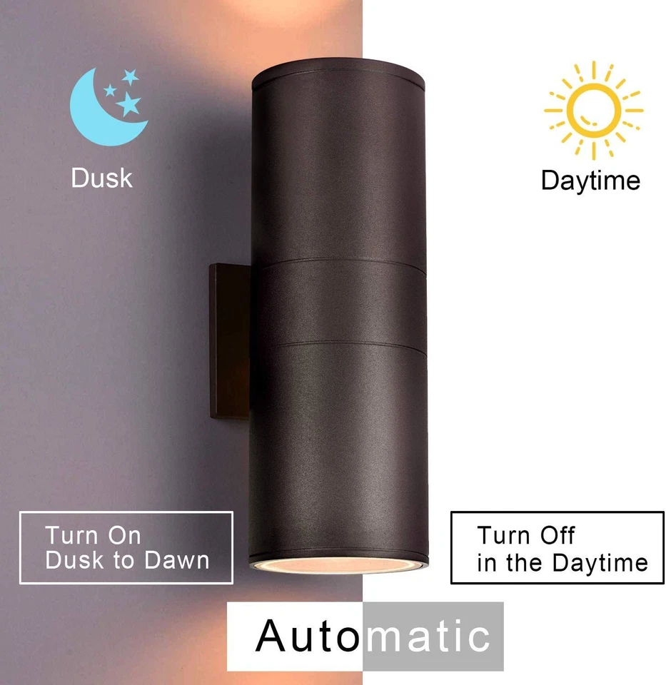 Luzes de parede externas do anoitecer ao amanhecer luminárias externas, cilindro listado ETL... - Imagem 2 de 4