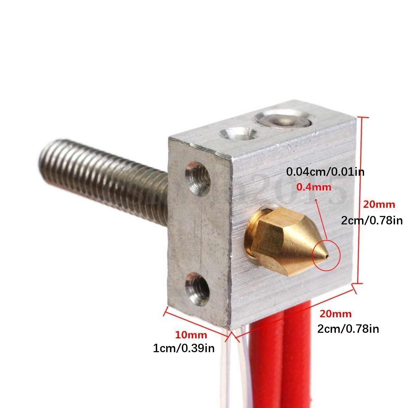 3D Printer MK8 Assembled Extruder Hotend 1.75mm to 0.4mm Nozzle Heating Block E
