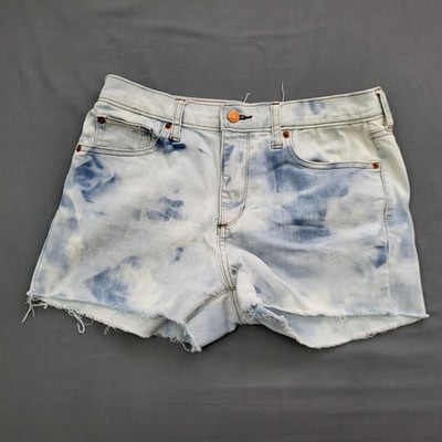 Gap 1969 Womens 27 High Rise Denim Shorts Light Acid Wash Bleached Raw Hem 05/17