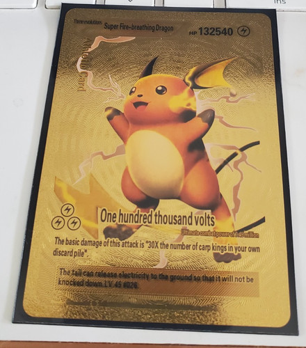 Pokemon Raichu Super Fire Breathing Dragon GOLD Foil HP 132540 Card 026