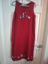 Lemon Grass Women's Maxi Dress Size S/M Sleeveless, Fun Embroidery Cotton Blend