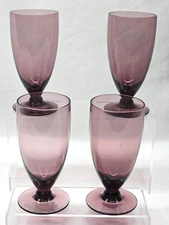 MONCRIEF'S Iced Tea Glass PLANTATION AMETHYST - 6" Footed Blown Crystal Set Of 4