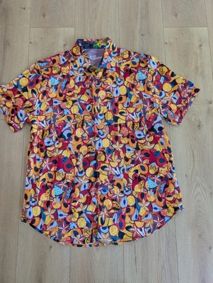 ROBERT GRAHAM AMBROSIA Fruits All Over Print Short Sleeve Shirt Stretch Sz Large
