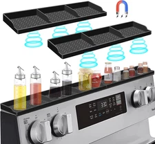 30" Magnetic Stove Top Shelf Silicone Spice Rack Kitchen Organizer Black