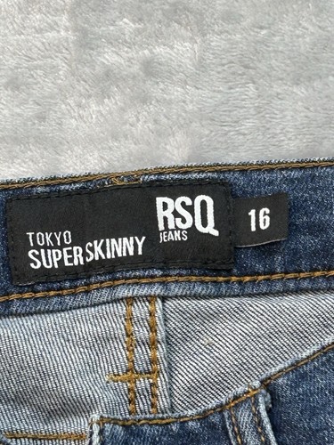 RSQ Youth Boys Sz 16 Blue Jeans Tokyo Super Skinny Mid Rise School Play Skate - Picture 6 of 13
